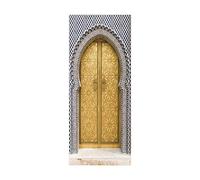 3D Papier Peint Porte Trompe l'oeil Sticker Poster Porte Trompe l'oeil Intérieure Muraux PVC pour Décoration Mur Salon Cuisine Chambre Salle de Bain 95x215 cm Style marocain