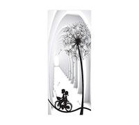 3D Papier Peint Porte Trompe l'oeil Sticker Poster Porte Trompe l'oeil Intérieure Muraux PVC pour Décoration Mur Salon Cuisine Chambre Salle de Bain 95x215 cm Arche Blanche et Pissenlit