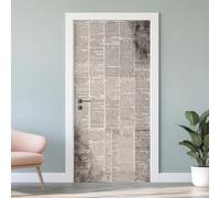 3D Papier Peint Porte Vieux Journal Trompe L'oeil Stickers Porte Café Bar Campagne, Poster Porte Style Rétro Nostalgie, Auto-Adhésif Vinyle Imperméable Autocollant Mural 95x215 cm E0a156