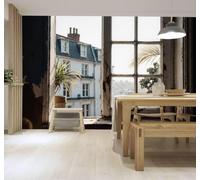 3D Papier Peint Rétro Architecture Vue Depuis Une Fenêtre De Campagne | Soie Texturée Haut de Gamme Idéale Pour le Bureau la Salle à Manger Salon Chambre Canapé et Décoration Murale-400cm×280cm