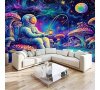 3D Papier Peint Style Fantastique Astronaute Mer Aux Champignons Peinture Murale Intissé Photo Mural Poster Salon Chambre Mur de fond Chambre des Enfants Bureau Décoration de Maison 350 x 256 cm