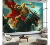 3D Papier Peint Viking Rune Animal Dragon, Peinture Murale Intissé Photo Dark Fantasy Mural Poster Salon Chambre Mur de fond Chambre des Enfants Bureau Décoration de Maison, 500 x 280 cm (L x H)