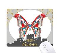 3d - papillon de couleur bleue, rouge & amp; la nuit de noël, tapis de souris en caoutchouc