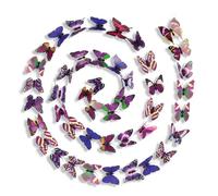 3d Papillon Stickers Lot de 12 autocollants 3D amovibles for réfrigérateur, décoration murale, motif papillons stéréo(Purple)