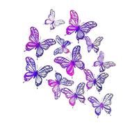 3d Papillon Stickers Lot de 12 autocollants muraux papillons effet 3D, magnifiques colorés for chambre d'enfant, décoration d'intérieur(Colorful Purple)