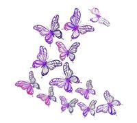 3d Papillon Stickers Lot de 12 autocollants muraux papillons effet 3D, magnifiques colorés for chambre d'enfant, décoration d'intérieur(Purple Spot)