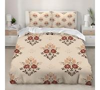 3D Parure de lit Microfibre Fleurs de Style RéTro Housse De Couette 200x200 cm 2 Personne LumièRe 3 Pièces Ultra Doux Parure de Lit pour Enfant Adulte avec 2 Taies d'Oreillers 65x65 cm