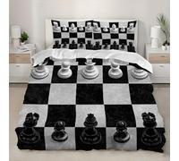 3D Parure de lit Microfibre GéOméTrie de L'éChiquier Housse De Couette 240x220 cm 2 Personne Noir 3 Pièces Ultra Doux Parure de Lit pour Enfant Adulte avec 2 Taies d'Oreillers 65x65 cm