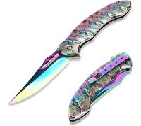 3d Pattern Pocket Knife Survival Folding Knife For Hunting Camping Hiking And Home Use (Gradient Color)