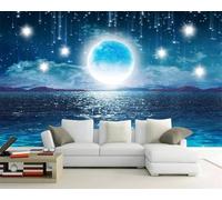 3D Paysage De Nuit De Lune 350(W)X256(H)Cm Murale Enfants Chambre Salon Papiers Peints Papier Peint 3D Décor À La Maison Pâte Salon Le Mur Pour Chambre Murale Amovible Affiches Murales Art Mur-3743903