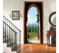 3D Paysage De Route Alpine 95 X 215 Cm Papier Peint Auto-Adhésif Porte Murale Amovible Vinyle Décor À La Maison Art Décalque En Bois Paysage Mur Affiche Porte Autocollants - Photos De -53865566614085
