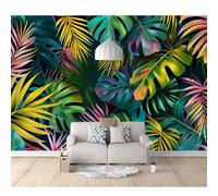 3D Photo Self-adhesive Wallpaper Colorful tropical plant Monstera with green leaves 100x70cm Wall Art Poster Decorative Stickers Background for Living Room Bedroom