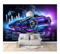 3D Photo Self-adhesive Wallpaper Future technology car sports car 100x70cm Boy and Girl Mural Waterproof Custom Art Poster Kindergarten Childre