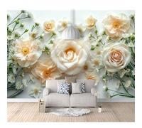3D Photo Self-adhesive Wallpaper Mural Poster Wall Art Sticker Decoration floral roses 100x70cm Pictures for Living Room Bedroom Office Corridor Dining Children