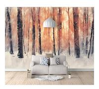 3D Photo Self-adhesive Wallpaper Mural Poster Wall Art Sticker Decoration Winter forest trees, sunset plants 100x70cm Pictures for Living Room Bedroom Office Corridor Dining Children