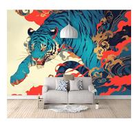 3D Photo Self-adhesive Wallpaper Mural Tiger Painted animals 100x70cm Effect Living Room Office Bedroom Dining Corridor Wall Posters