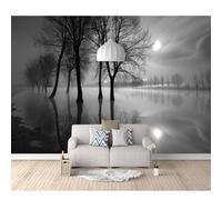 3D Photo Self-adhesive Wallpaper Murals Reflection of forest plants at night 100x70cm Pattern Stickers Home Room Wall Poster Decoration for Living Office Bedroom Dining Art