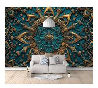 3D Photo Self-adhesive Wallpaper Murals Vintage bohemian texture dark 100x70cm Pattern Stickers Home Room Wall Poster Decoration for Living Office Bedroom Dining Art