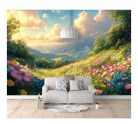 3D Photo Self-adhesive Wallpaper Scenery of the valley of flowers 100x70cm Bedroom Living Room Theme Stereoscopic Mural Wall Posters Art