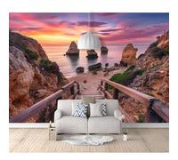 3D Photo Self-adhesive Wallpaper View of the wooden bridge over the beach 100x70cm Wall Art Posters Stickers for Living Room Tv Sofa Theme Hotel Corridor Background Painting
