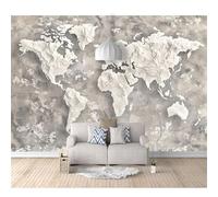 3D Photo Self-adhesive Wallpaper Wall Art World map gray concrete 100x70cm Poster Decorative Stickers Background for Living Room Bedroom