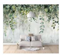 3D Photo Self-adhesive Wallpaper Watercolor vine leaves gray 100x70cm Wall Art Poster Decorative Stickers Background for Living Room Bedroom