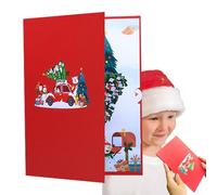 3D Pop-Up Christmas Card - Creative Pop-Up Greeting Card | Handmade Christmass Cards with Red Car & Christmas Tree for Family, Friends & Festive Greetings