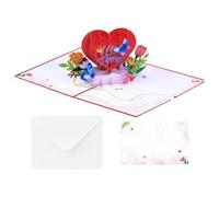 3D Pop-Up Heart Butterfly Greeting Card - Romantic Valentine's Day | Intricate -Cut Heart & Butterfly Design, Premium Cardboard Craftsmanship, Complete Set with Matching Envelope & Note, Pe