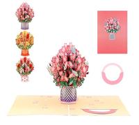 3D Pop-Up Wildflower Valentine’s Card, Paper Flower Bouquet Greeting Card with Note & Valentines Envelopes, Personalized Love Message, 3D Flower Pop up Cards 2-in-1 Gift for Girlfriend Wife (A)