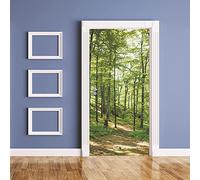 3D Porte Papier Peint Papier Peint Porte Murale 3D Paysage De Forêt Verte 77 X 200 Cm Porte Autocollant Diy Auto-Adhésif Étanche Papier Peint Affiche Salon Décoration De La Maison Stickers Muraux,