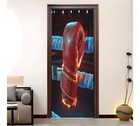 3D Porte Stickers Auto-adhésif Muraux 90x200 cm, Gants de Boxe Rouges PVC étanche Porte Autocollants pour Salon Chambre Bain Cuisine Décoration, Noir Amovible Autocollant Affiche