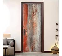 3D Porte Stickers Auto-adhésif Muraux 95x205 cm, Art de Texture de Rouille Industrielle PVC étanche Porte Autocollants pour Salon Cuisine Décoration, Style Minable Amovible Autocollant Affiche