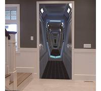 3D Porte Stickers Tunnel de temps et d'espace Muraux Art Sticker PVC Auto-adhésif Imperméable Amovible Murale Autocollant pour Salon Chambre La Maison Décoration 77x200cm