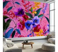 3D Poster Papier Peint Art Abstrait Papier Peint Panoramique Intissé, Texture de Feuille Florale À L'Aquarelle Pour Salon Chambre Chambre D'Enfant Décoration Murale 350 x 256 cm