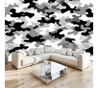 3D Poster Papier Peint Motif Camouflage Papier Peint Panoramique Intissé, Texture Rayée Camouflage Pour Salon Chambre Chambre D'Enfant Décoration Murale 250 x 175 cm
