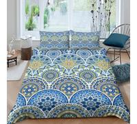 3D Print All Season Microfiber M&ala design Quilt Cover All Season Bedding Sets w/ Matching Pillowcase Bohemian pattern style_ Duvet Cover All Season Breathable Washable Teens Adults Sin (135x200cm)