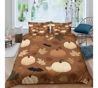 3D Print Cosy Microfiber Autumn Leaves Quilt Cover Sets Breathable Bedding Set w/ Pillowcase Fall Themed Pattern Duvet Cover All Season Machine Washable for Bedroom Decoration Double（200x200cm）