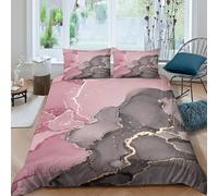 3D Print Easy Care Microfiber Abstract Pink Swirls Comforter Cover Breathable Bedding Sets w/Matching Pillowcase Modern Fluid Art Quilt Cover All Season Kids Teens Boys Girls Sin (135x200cm)