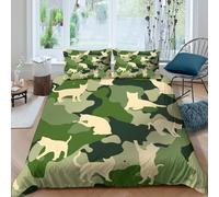 3D Print Easy Care Microfiber Cat silhouette Quilt Cover All Season Bedding Set w/ Pillowcase Camouflage Pattern Duvet Cover Set Easy Care Machine Washable for Kids Teens Boys Girls Single（140x200cm）