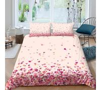 3D Print Easy Care Microfiber ValentineHearts Comforter Cover Breathable Bedding Sets w/ Matching Pillowcase RomanticCardDesign Quilt Cover All Season Washable Kids Teens Boys Girls King（220x240cm）