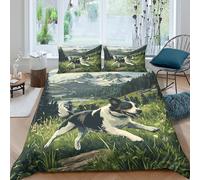 3D Print Skin-Friendly Microfiber Dog Running Comforter Cover All Season Bedding Set w/ Pillowcase Wilderness Adventure Bed Quilt Cover Easy Care, Washable for Kids Teens Boys Girls Single（135x200cm）
