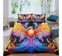 3D Print Skin-Friendly Microfiber Phoenix Bird Quilt Cover Set Comfy Bedding Pillowcase Fantasy Colorful Art Bedding Quilt Cover Easy Care, Washable Kids Teens Boys Girls Single(140x200cm)