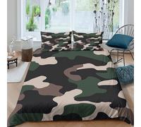 3D Print Skin-Friendly Microfibre Camouflage pattern Duvet Cover Set All Season Bedding Pillow Shams Military tactical Bedding Quilt Cover Breathable Washable Kids Teens Boys Girls King(220x240cm)