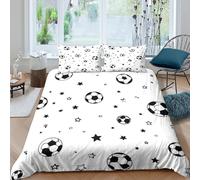 3D Print Skin-Friendly Microfibre Soccer ball pattern Quilt Cover Easy Care Bedding Sets w/ Pillowcases Black white star Bedding Quilt Cover All Season Breathable Washable Home Decor King（220x240cm）