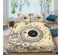 3D Print Ultra Soft Microfibre Ornate celestial Bedding Quilt Cover All Season Bedding Pillow Cases Vintage mystical illust Duvet Cover All Season Breathable Washable Boys Girls Kids Sin (140x200cm)