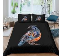 3D Print Ultrasoft Microfibre bird illust Bedding Quilt Cover All Season Bedding Sets w/ Pillowcases colorful feathered Duvet Cover All Season, Easy Care, Washable Boys Girls Kids Single（140x200cm）