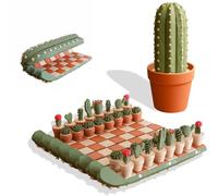 3D Printed 32PCS Cactus Chess Board Set, Ensemble D'échecs Cactus - Cactichess, Pièces d'échecs de Plantes succulentes, Jeu d'échecs 3D Enroulable, Jeu de société botanique Portable pour Voyage