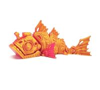 3D Printed Animals Mini 3D Printer Animals Poisson-Pêcheur Mécanique Articulé pour Décoration Home Office Bureau Exécutif Cadeaux Fantaisie-Red Gold