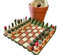 3D Printed Cactus Chess Board Games - Jeux D'échecs Cactus Imprimés en 3D - 32 Pièces Enroulables, Jeu D'échecs Pliable pour Débutants, Centre De Table De Voyage, Décoration Intérieure