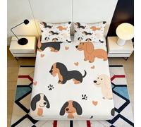 3D Printed Chiens Mattress Cover, Drap Housse Microfibre, Antidérapant